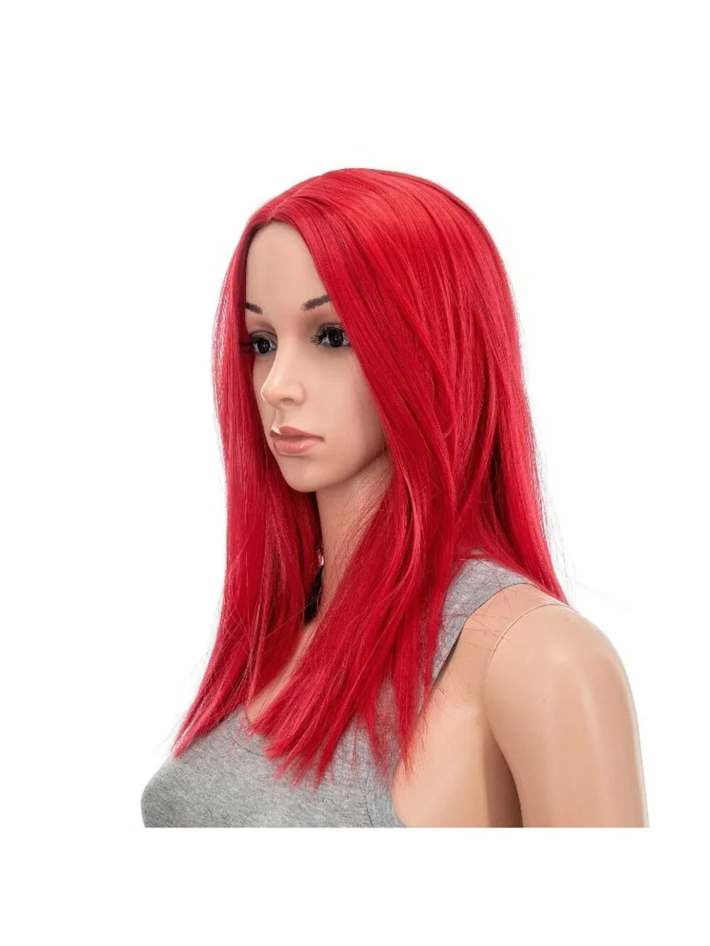 Women's 14 Inch Red Wig Short Straight Middle Part Synthetic Heat